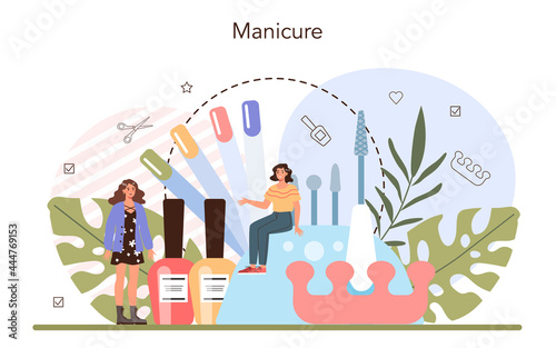 Manicurist service concept. Beauty salon worker. Nail treatment