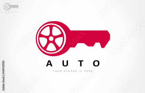 Car key logo vector. Tire and key design.