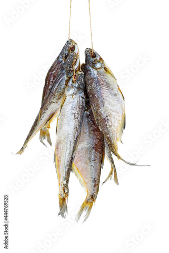 Few cured white-eye bream (Ballerus sapa) fishes isolated on a white background