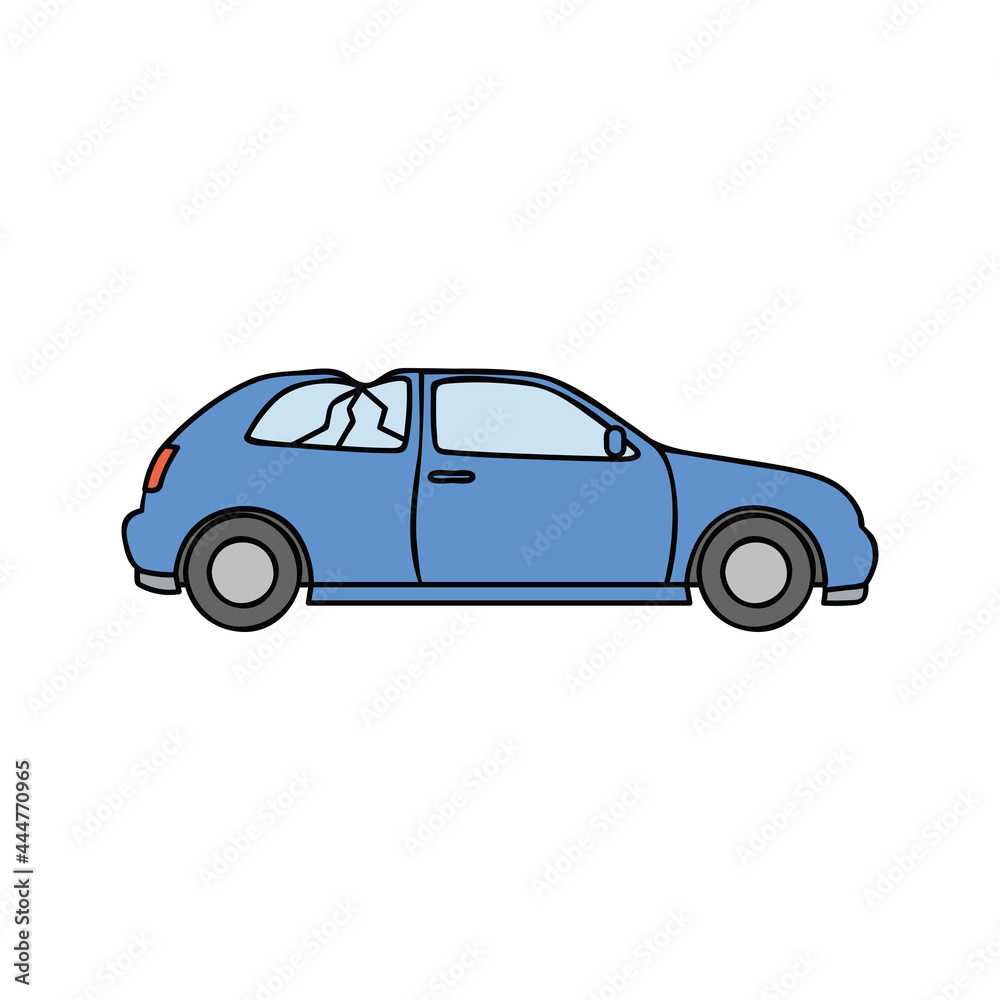 blue broken car scrap metal vector illustration