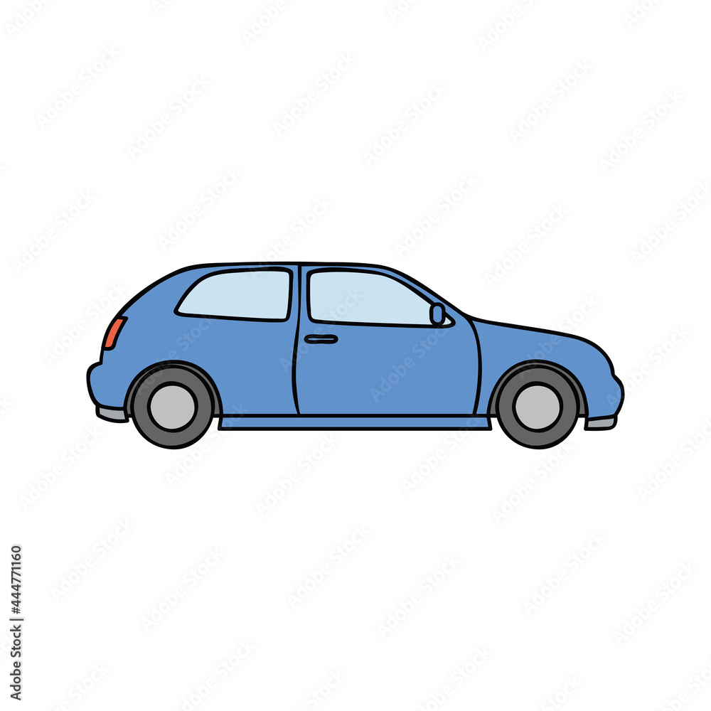 blue car simple illustration on white background