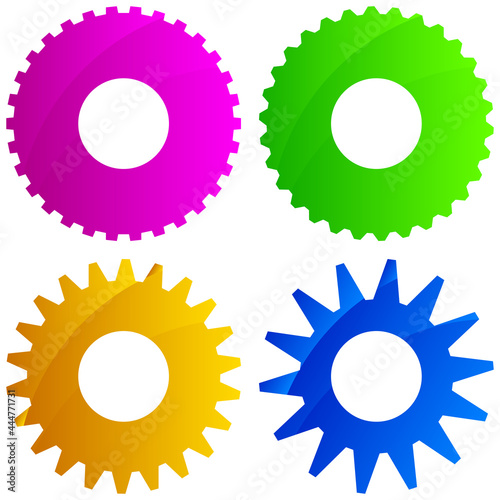Gear, cogwheel, gear wheel, pinion colorful, vivid icon, symbol. Maintained, repair, development icon