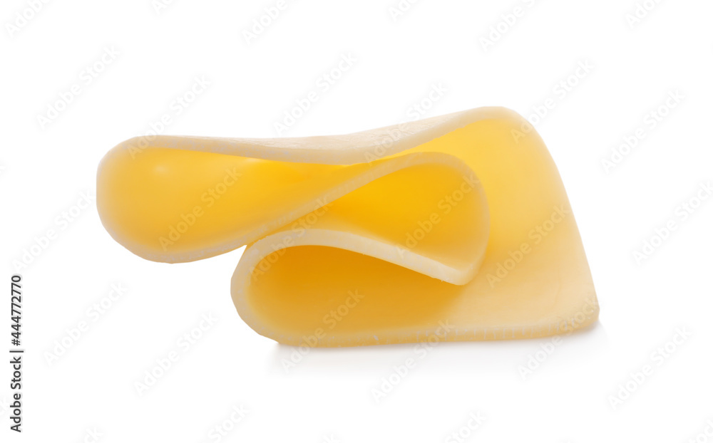 Slice of delicious cheese isolated on white Slice of delicious cheese isolated on white