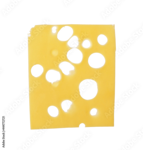 Slice of delicious cheese isolated on white