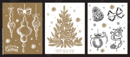 Christmas design element in doodle style. Hand drawn.	
