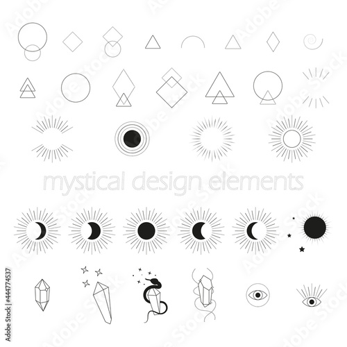 set of mystical elements for design