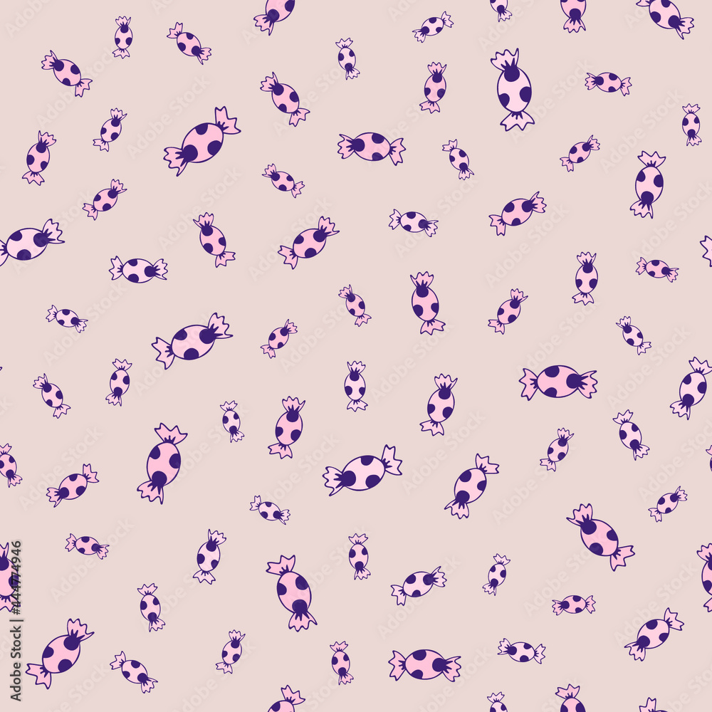 A seamless candies pattern in pastel color, hand-drawn bonbon doodles, cute print, wrapping paper, retro candy repeat pattern A seamless candies pattern in pastel color, hand-drawn bonbon doodles, cute print, wrapping paper, retro candy repeat pattern