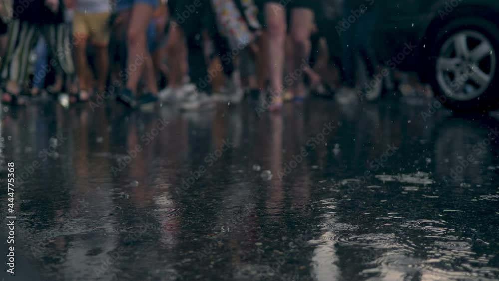 Rain street people crowd traffic road city asphalt drop