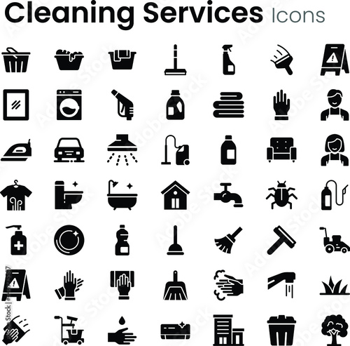 Cleaning service vector icon set