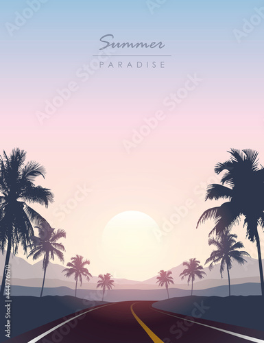 summer paradise road trip beautiful sunset tropical palm