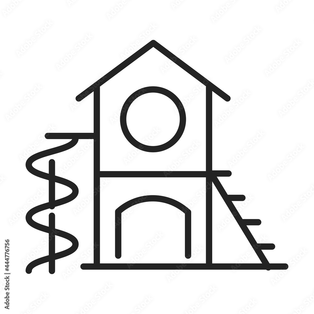 Monochrome outline children s play complex icon vector illustration. Childish amusement park Monochrome outline children s play complex icon vector illustration. Childish amusement park