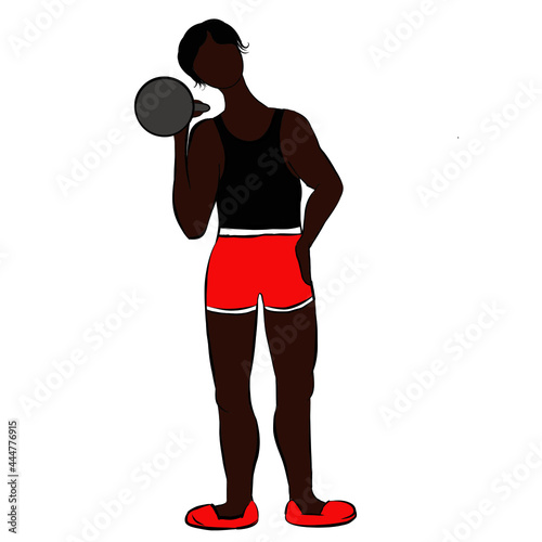 guy, man, sports, sports, health, strength training, sports with kettlebells,dumbbells, sports pumping muscle gain