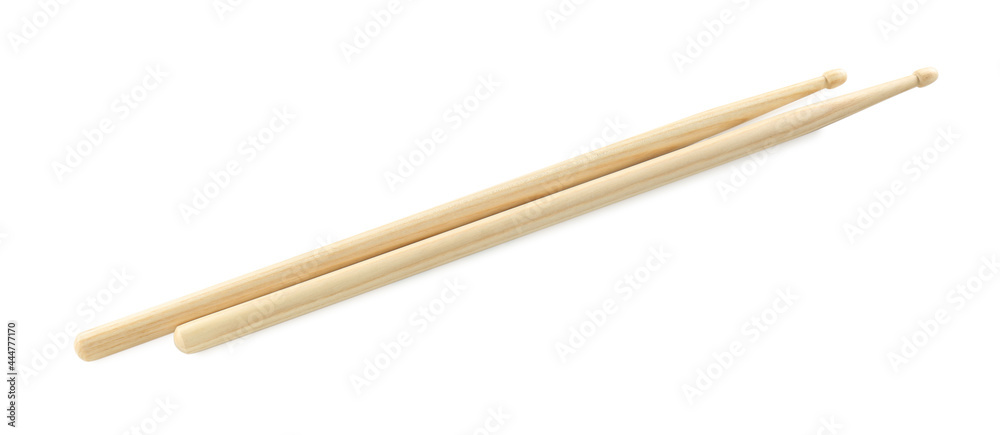 Drumsticks on white background, top view. Musical instrument Drumsticks on white background, top view. Musical instrument