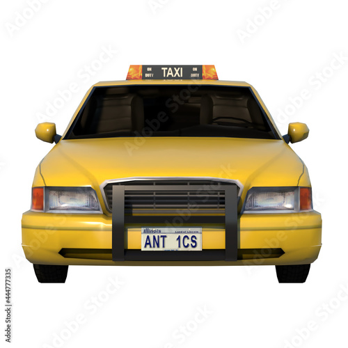 Taxi 3- Front view white background 3D Rendering Ilustracion 3D