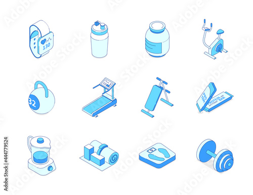 Sport and fitness - modern isometric icons set