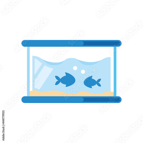 Aquarium and two fish flat design art simple vector