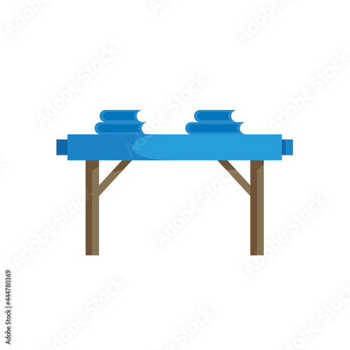 Study desk with books blue colored symbol flat design art vector