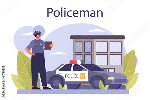 Policeman concept. Detective making interrogation investigating a crime