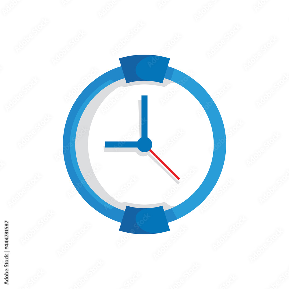 Blue colored symbol of clock with shadow flat design style art vector Blue colored symbol of clock with shadow flat design style art vector