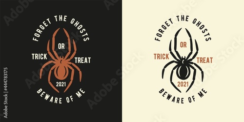 Halloween spider for t-shirt halloween print. Horror insect for spiderweb design. Spooky poisonous web tarantula for dark halloween party
