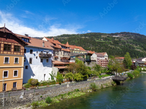 view to an austrian village at summer