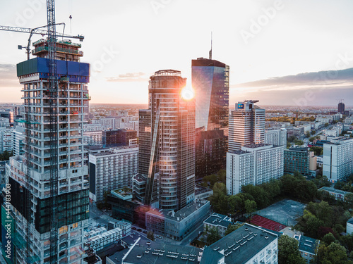Warszawa - Zachód słońca w centrum miasta
