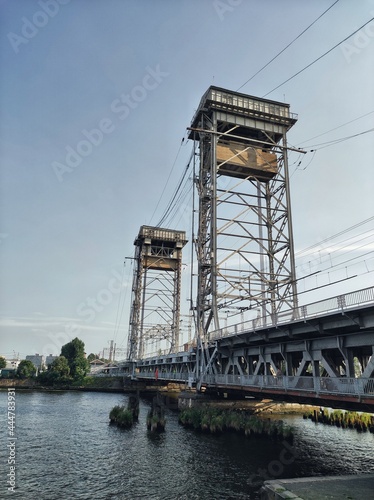Two-tiered bridge over the Pregolya river in Kaliningrad  photo