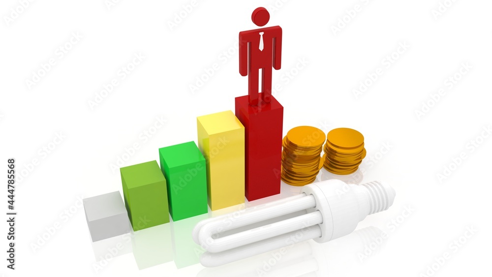 3d illustration gold coin currency graph with business man 3d illustration gold coin currency graph with business man