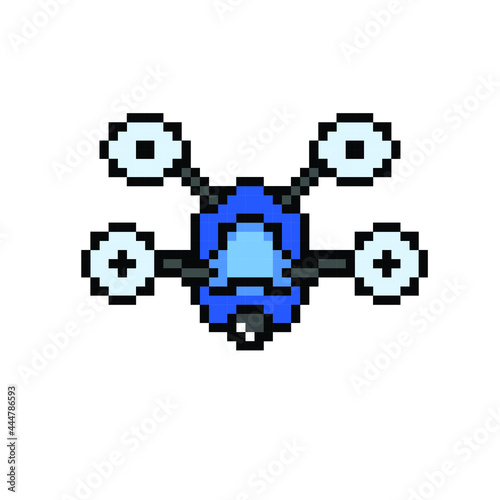 blue drone with pixel art style