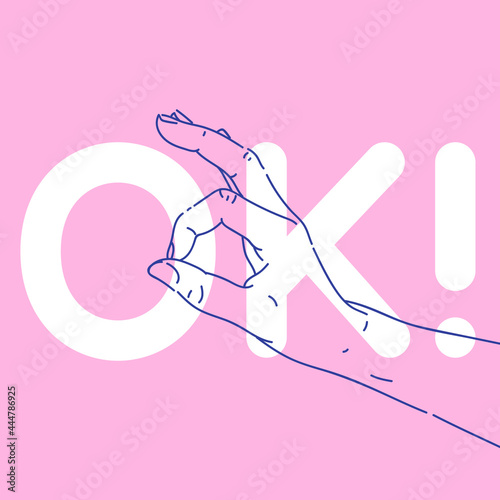 Foto Hand gestures. The hand shows the OK gesture.