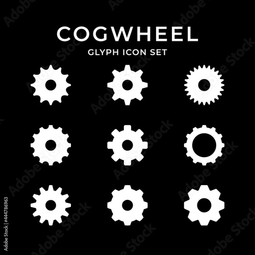 Set glyph icons of cogwheel
