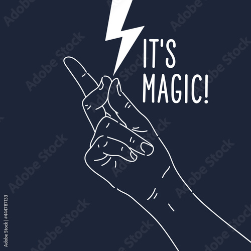 A hand gesture. The click of the thumb and forefinger of a persons hand. A modern poster for design.