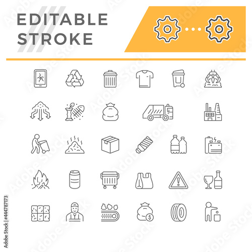 Set line icons of trash