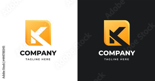 Letter K logo design template with square shape style