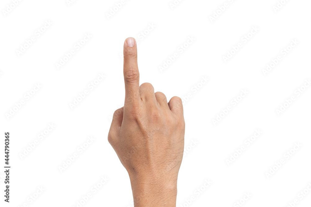 Close-up of man hand isolated on white background with clipping path
