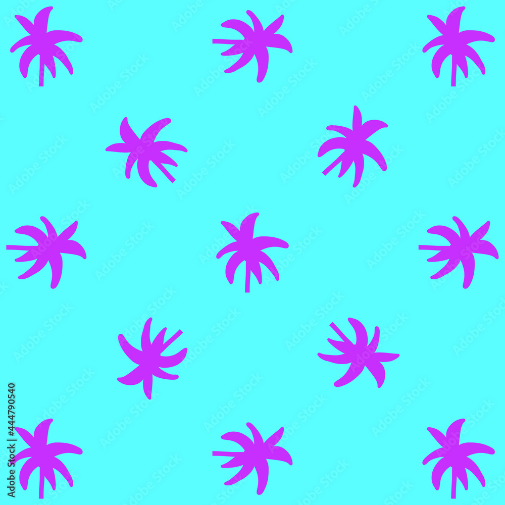 pink palms on blue background. funny bright pattern Hawai style for fabric. palm trees seamless pattern. Vintage tropical wallpaper. Design for poster, travel banner and wrapping. Vector illustration
