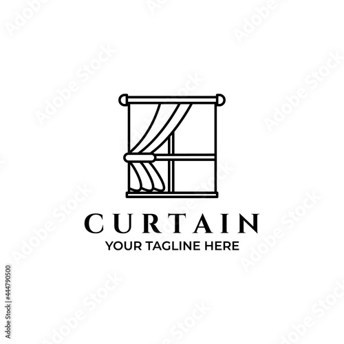 curtain line art icon logo minimalist vector illustration design windows