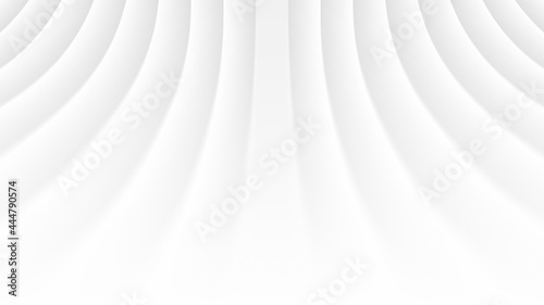 Perspective Bent Smooth Lines Blank Subtle Minimalistic 3D White Abstract Background. Futuristic Technology Wide Wallpaper