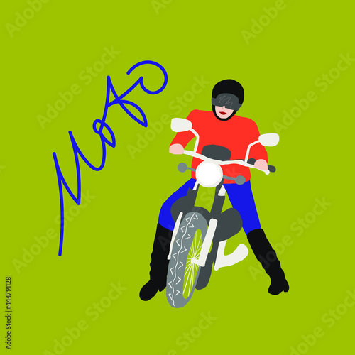 Man riding motobike, extreme sport racing, Sport background with active man riding motobike ready for internet banners, social media banners, headers of websites, vector illustration