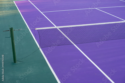 Colorful tennis court with purple painted surface © rushay