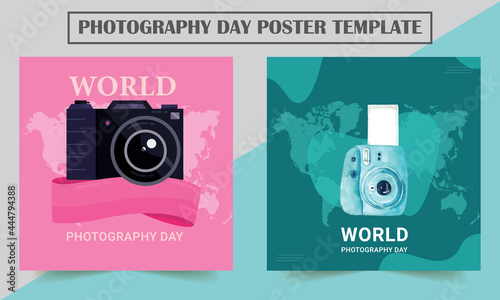 Line art of Camera vector illustration for World Photography Day. template for Photography design.