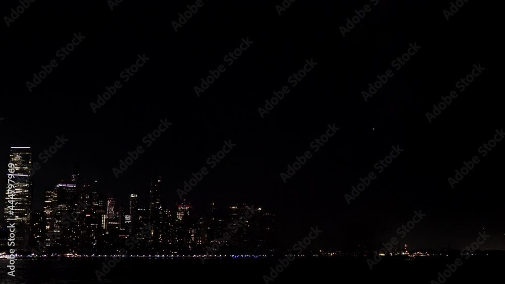 Fireworks celebration of July 4th with the famous Manhattan skyline Fireworks celebration of July 4th with the famous Manhattan skyline