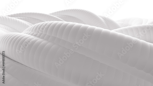 Black and white abstract background made of corrugated organic pipes. 3d illustration