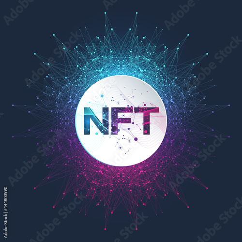 NFT non fungible token. Non-fungible tokens icon covering concept NFT. High-tech technology symbol logo vector.