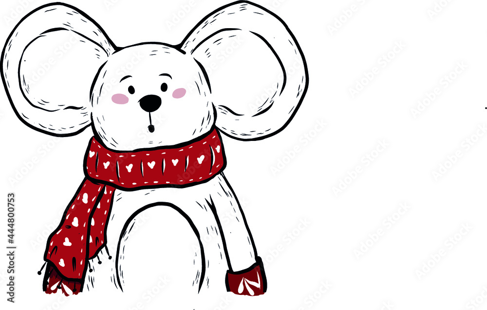 Obraz premium Illustration hiver Souris de Noel. Noel vector. Vector illustration. 