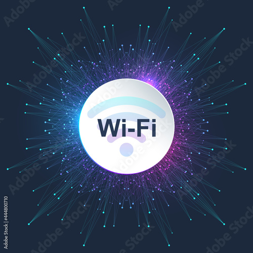 Wi-Fi wireless connection concept. Wireless Wi-Fi icon sign for remote internet access. Wi-Fi wireless network signal technology internet concept. High Internet speed. Vector illustration.