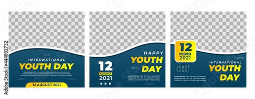 Creative vector of social media post template for Youth day, Happy Youth Day, Perfect for social media post, background and web internet ads.