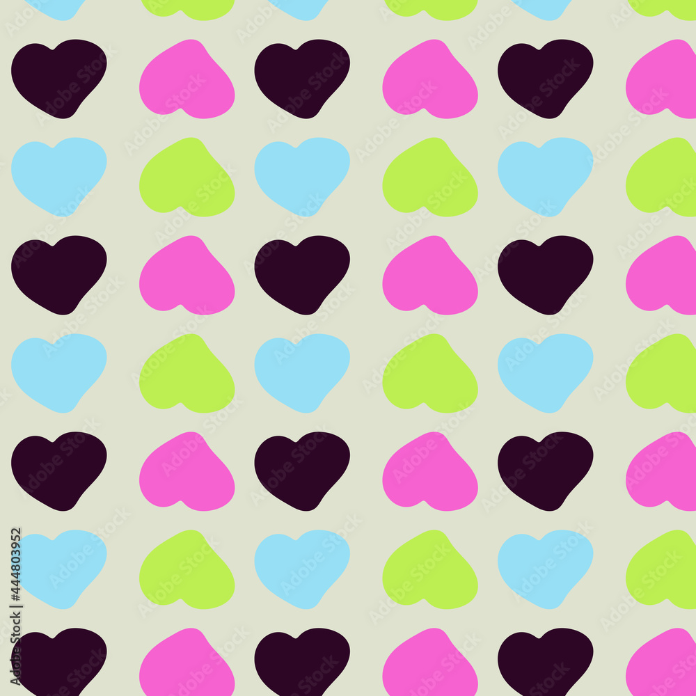 Fun seamless vintage love heart background in pretty colors.