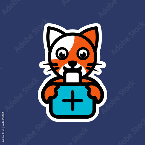 Logo Design Mascot Cartoon Cat Holding medical bag © ars
