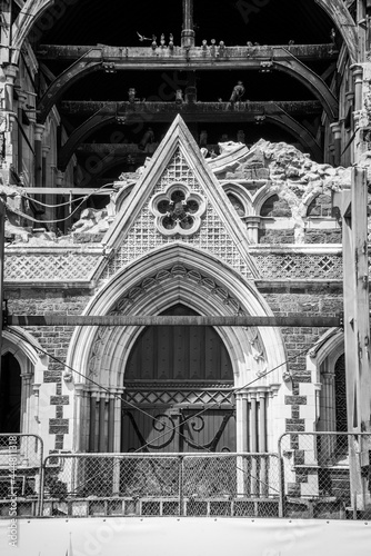 Ruin of famous Christchurch Cathedral after the earthquake of 2011, New Zealand